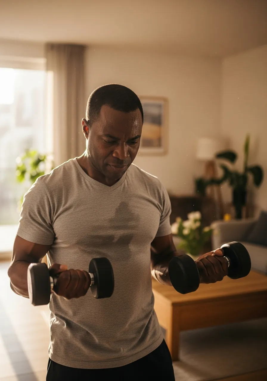 Person doing home workout